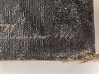 1.Weltkrieg, Ölbild auf Leinwand, einen Angehörigen der Kraftfahrtruppe darstellend. Maße 47 x 66cm, Signiert und datiert 1915