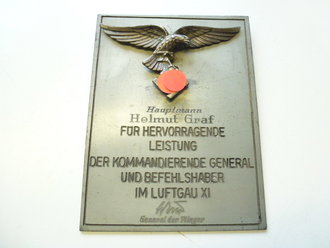 Ehrenplakette für hervorragende Leistung im Luftgau XI, seltenes Stück