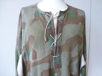 Tarnschlupfhemd Wehrmacht, sicher eines der seltensten Tarnhemden des Heeres. Schweres Drillichmaterial, getragenes Stück