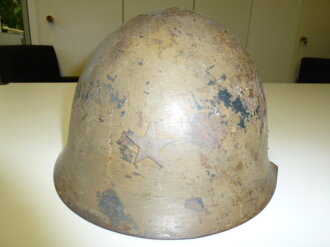 Japan 2.Weltkrieg, Stahlhelm Originallack, Schlachtfeldfund eines amerikanischen Soldaten