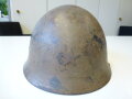 Japan 2.Weltkrieg, Stahlhelm Originallack, Schlachtfeldfund eines amerikanischen Soldaten