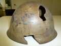 Japan 2.Weltkrieg, Stahlhelm Originallack, Schlachtfeldfund eines amerikanischen Soldaten