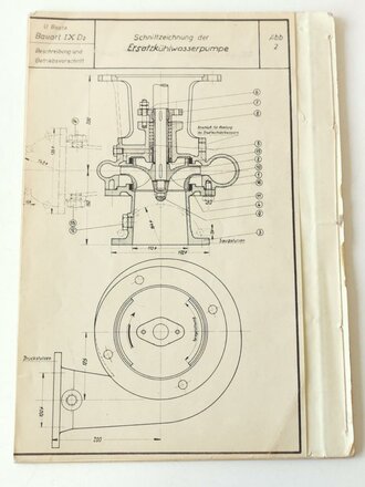 U Boot Bauart IX D2, Beschreibung und Betriebsvorschrift für die Kühlwasseranlage Baujahr 1941/42, DIN A4, komplett, selten