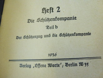 Ausbildungsvorschrift für die Infanterie Heft II Teil b, datiert 1936, 42 Seiten, gebraucht, komplett