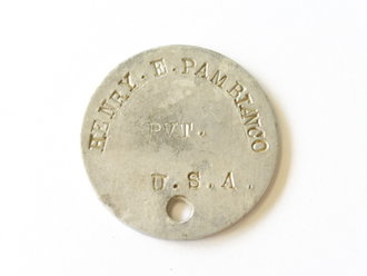 U.S. Army WWI, dog tag, Aluminium