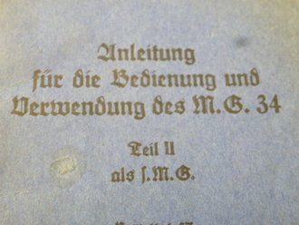 Dienstvorschrift MG34, Teil 1+ 2, Komplett, guter Zustand, selten