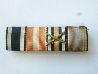 4er Bandspange 1. + 2. Weltkrieg, getragenes Stück, Breite 60 mm