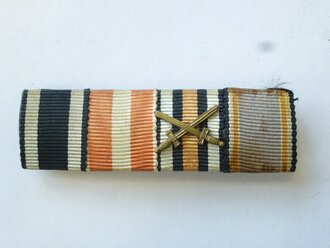 4er Bandspange 1. + 2. Weltkrieg, getragenes Stück,...