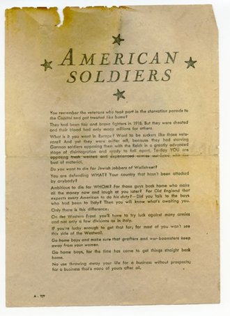 Deutsches Flugblatt American Soldiers "Its your job to fight", selten