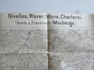 1. Weltkrieg Militärkarte Frankreich, Maubeuge: Nivelles, Waver, Mons, Charleroi, 1916