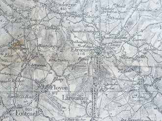 1. Weltkrieg Militärkarte Cambrai-Hirson, 1915