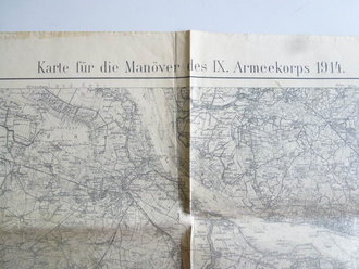 1.Weltkrieg, Militärkarte für die Manöver des IX. Armeekorps 1914