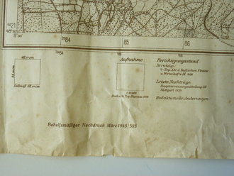 2. Weltkrieg, Deutsche Heereskarte Königsbach, datiert 1945, Rückseite bedruckt