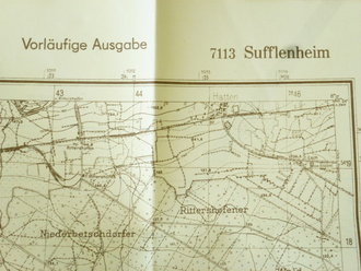 Deutsche Heereskarte Sufflenheim, datiert 1945, Rückseite bedruckt
