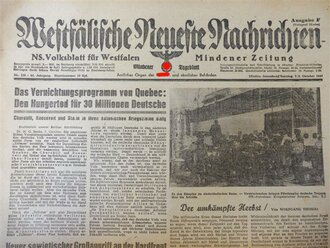 Mindener Zeitung vom 7./8.10.44, Papier an den Kanten...