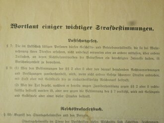 Luftschutz, Polizeiliche Verfügung, Danzig,  datiert 1940