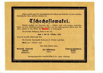 Todesanzeige Tschechoslowakei,  Genf 01.10.1938, DIN A5