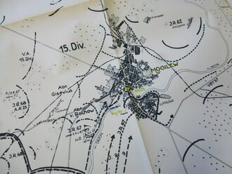 Kriegsgeschichte der 23. JNF.-DIV, Polen, Frankreich, Russland,  1939-1942, 15 Seiten + Karten, datiert 1957