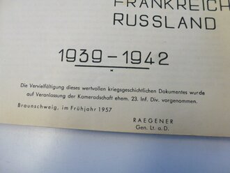 Kriegsgeschichte der 23. JNF.-DIV, Polen, Frankreich, Russland,  1939-1942, 15 Seiten + Karten, datiert 1957