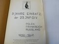 Kriegsgeschichte der 23. JNF.-DIV, Polen, Frankreich, Russland,  1939-1942, 15 Seiten + Karten, datiert 1957