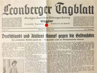 Leonberger Tagblatt vom 09.01.1939,