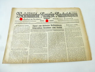 Mindener Zeitung vom 24.10.44," Volkssturm Ostpreußen", Interessantes Stück Zeitgeschichte