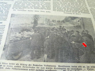 Mindener Zeitung vom 24.10.44," Volkssturm Ostpreußen", Interessantes Stück Zeitgeschichte