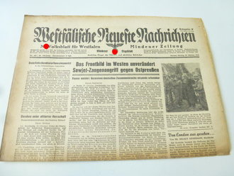 Mindener Zeitung vom 23.10.44, Papier an den Kanten rissig, Interessantes Stück Zeitgeschichte