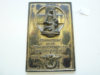 Wandplakette " Erinnerung an die Verwundetenpflege der Grossen Zeit 1914-1916" Maße 11 x 17cm