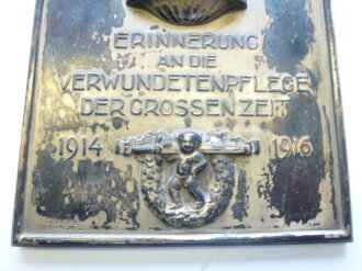 Wandplakette " Erinnerung an die Verwundetenpflege der Grossen Zeit 1914-1916" Maße 11 x 17cm