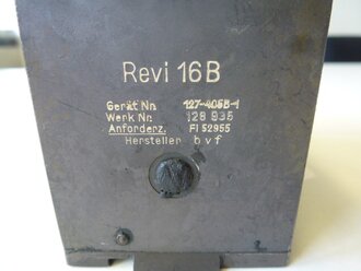 Revi 16 B, seltene Einglasversion für Nachtjäger, Ausführung mit Rotfilter.