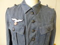 Luftwaffe , blaue Drillichjacke in neuwertigem Zustand, Adler Originalvernäht