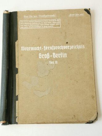 Wehrmacht Fernsprechverzeichniss Groß-Berlin, leere...
