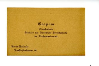 Visitenkarte Grapow Vizeadmiral Direktor des nautischen Departments im Reichsmarineamt