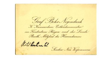 1. Weltkrieg, Visitenkarte Graf Behr-Begendank, K....