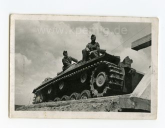"Deutscher Tank in Polen", Maße 9x6cm, datiert 1941