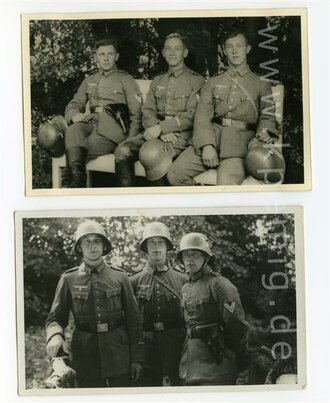 2 Fotos Reichswehr / frühe Wehrmacht  , Stahlhelm...