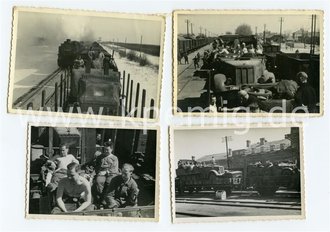 4 Fotos Zugmaschine bei Bahntransport, Maße 10x7cm