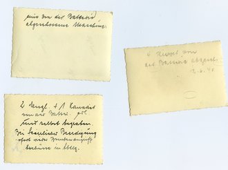 3 Fotos Gräber Brit. und kanadischer Luftwaffenangehöriger nach Abschuss, Maße 6x9cm, datiert 1940