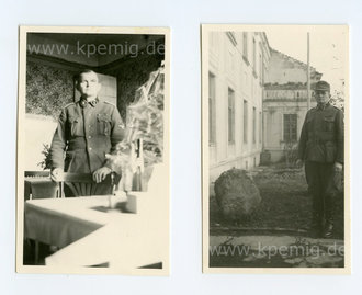 2 Fotos Waffen SS in Gorlice, Maße ca.9x5cm, datiert 1944