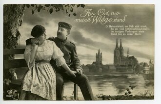 1. Weltkrieg, 3 patriotische Ansichtskarten "Am Ort...