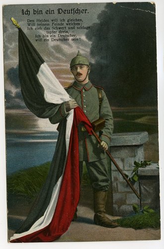 1. Weltkrieg, 3 patriotische Ansichtskarten "Ich bin...