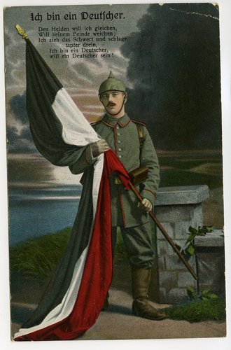 1. Weltkrieg, 3 patriotische Ansichtskarten "Ich bin ein Deutscher", datiert 1916