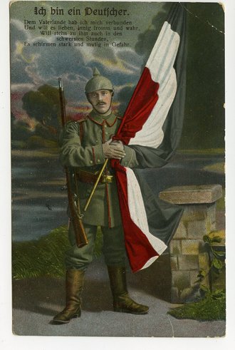 1. Weltkrieg, 3 patriotische Ansichtskarten "Ich bin ein Deutscher", datiert 1916