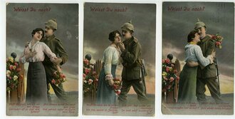 1. Weltkrieg, 3 patriotische Ansichtskarten "Weisst...