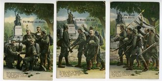1. Weltkrieg, 3 patriotische Ansichtskarten "Die...