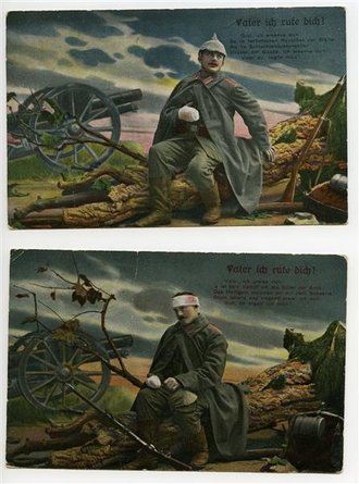 1. Weltkrieg, 2 patriotische Ansichtskarten "Vater...