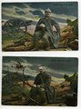 1. Weltkrieg, 2 patriotische Ansichtskarten "Vater ich rufe dich", datiert 1915
