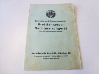 Kraftfahrzeug Nachtmarschgerät, Einbau- und Betriebsvorschrift, 16 Seiten, Din A5, komplett