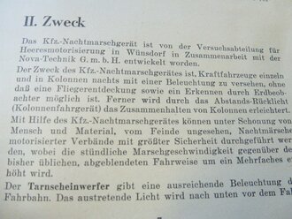 Kraftfahrzeug Nachtmarschgerät, Einbau- und Betriebsvorschrift, 16 Seiten, Din A5, komplett